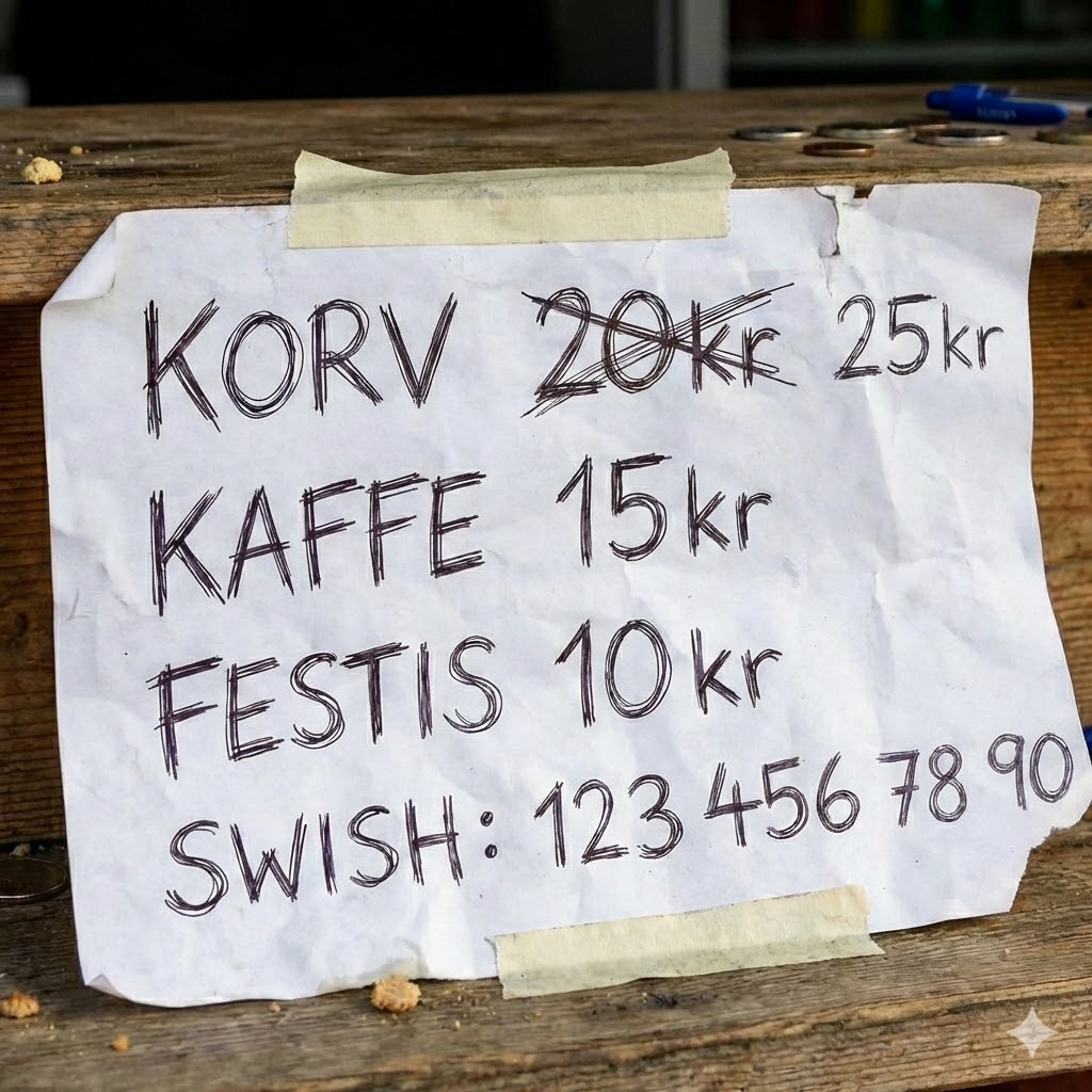 Handskriven prislista